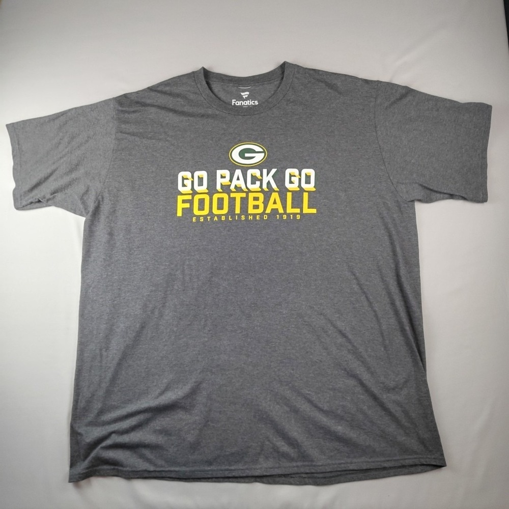 Green Bay Packers T-shirt Mens 3XL Gray Short Sleeve Fanatics NFL Go Pack Go
